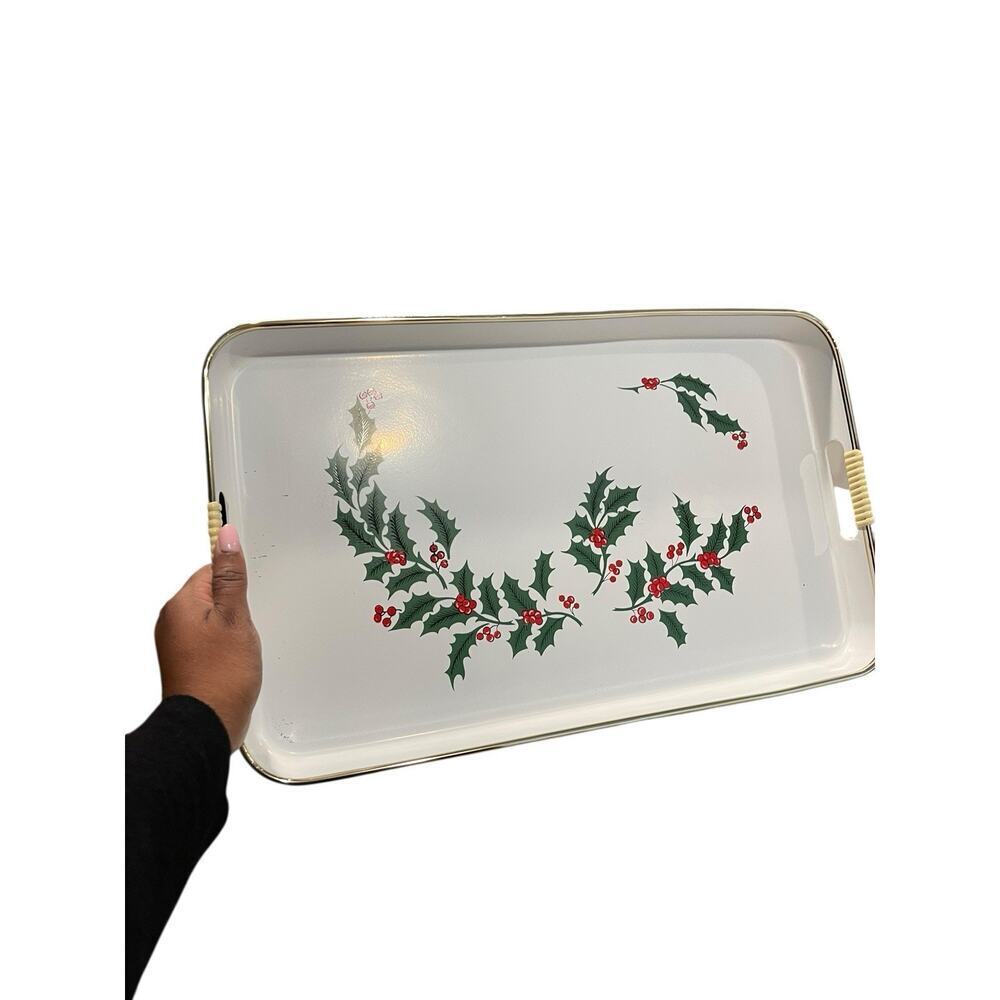 Vintage Holly Berries Serving Trays Set of 3 Nesting Holiday Trays Japanese - Picture 8 of 16